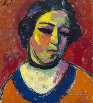 portrait Tableau Peinture - portrait d’une femme 1912 Alexej von Jawlensky Expressionnisme